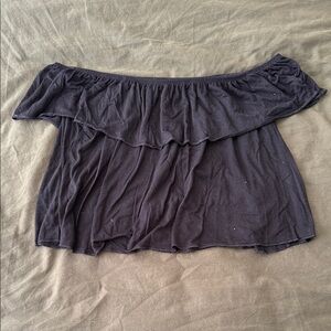 Topshop Black Off-Shoulder Ruffle Top